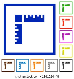 Page rulers flat color icons in square frames on white background