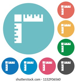 Page rulers flat white icons on round color backgrounds