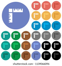 Page rulers multi colored flat icons on round backgrounds. Included white, light and dark icon variations for hover and active status effects, and bonus shades on black backgounds.