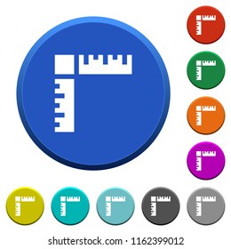 Page rulers round color beveled buttons with smooth surfaces and flat white icons