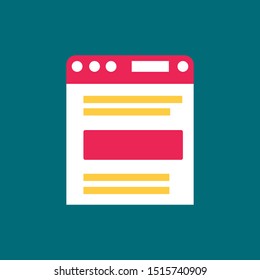 page screen information icon in flat style isolated. Vector Symbol illustration.