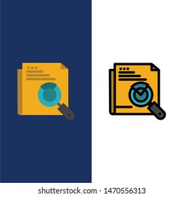 Page, Search, Web, Page Search, Layout  Icons. Flat and Line Filled Icon Set Vector Blue Background. Vector Icon Template background