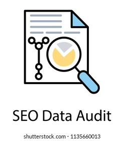 
Page with searching tool and pie graph showing icon of seo data audit 

