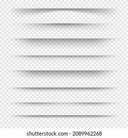 Page separator with isolated transparent shadows. Set of vector separation pages. Transparent shadow realistic