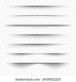 Page separator. Transparent realistic set of paper shadow effects.