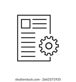ícone de configuração de página contorno editável traçado linha desenho eps
