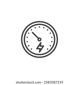 Page Speed line icon. linear style sign for mobile concept and web design. Speedometer with a lightning bolt outline vector icon. Symbol, logo illustration. Vector graphics