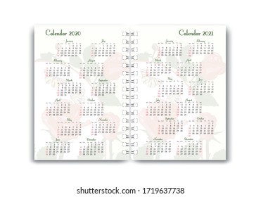 A page spread design for a Notepad or diary for use by a woman or girl. With a floral pattern, contour drawing, and doodles. Glider for business and personal life. Daily planner, designer