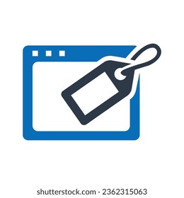 Page Tagging Flat Blue Icon Isolate On White Background Vector Illustration | Seo Icons