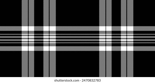 Page tartan plaid check, picnic background seamless pattern. Deco fabric textile vector texture in black and white color.