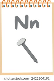 A page to teach children English letters, letter n