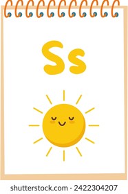 A page to teach children English letters, letter s