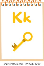 A page to teach children English letters, letter k