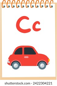 A page to teach children English letters, letter c