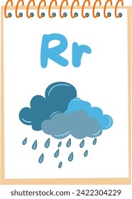 A page to teach children English letters, letter r
