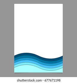 Page template from blue wavy striped layers - vector flyer, poster illustration with 3d shadow effect