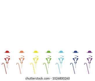 Page template with a border of colorful gentlemen's silhouettes