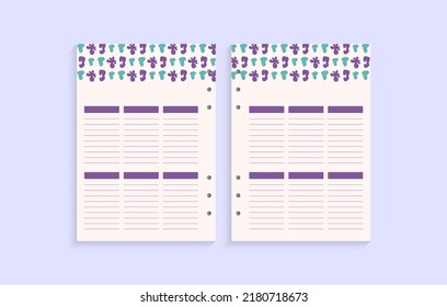 Page template for daily planning, important dates or notes, 	delicate illustration
