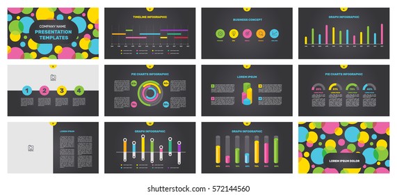 Page template with elements for infographics on a black background. Presentation templates. Use in presentation, flyer, corporate report, marketing, advertising, annual report. Vector illustration