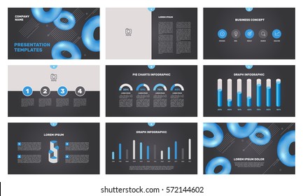 Page template with elements for infographics on a black background. Presentation templates. Use in presentation, flyer, corporate report, marketing, advertising, annual report. Vector illustration