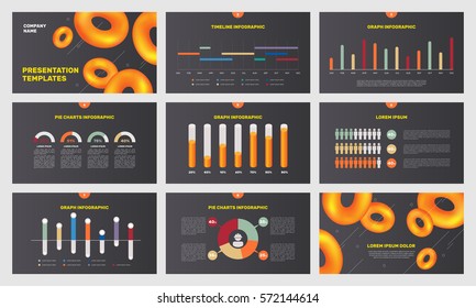 Page template with elements for infographics on a black background. Presentation templates. Use in presentation, flyer, corporate report, marketing, advertising, annual report. Vector illustration