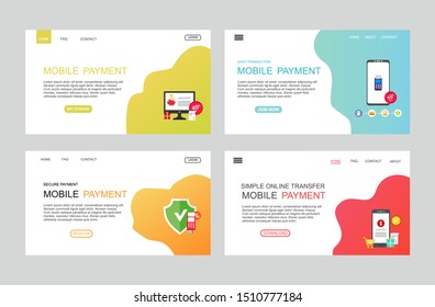 page template of mobile payment. Modern flat design concept of web page design for website and mobile website. Easy to edit and customize. Vector illustration