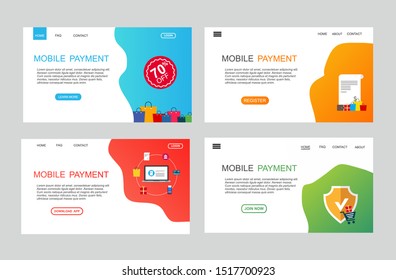 page template of mobile payment. Modern flat design concept of web page design for website and mobile website. Easy to edit and customize. Vector illustration