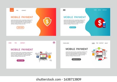 page template of mobile payment. Modern flat design concept of web page design for website and mobile website. Easy to edit and customize. Vector illustration
