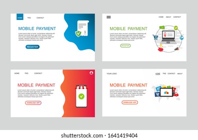 page template of mobile payment. Modern flat design concept of web page design for website and mobile website. Easy to edit and customize. Vector illustration