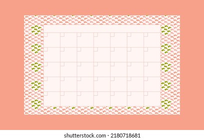 Page template for monthly planning, important dates or notes, 	hand-drawn pattern
