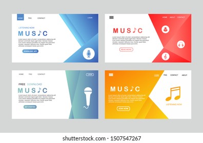 page template of music streaming. Modern flat design concept of web page design for website and mobile website. Easy to edit and customize. Vector illustration