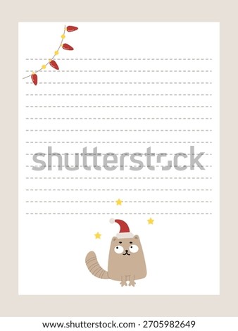 Page template for New Year's posts with a cute cat and festive garland 