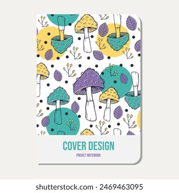 Plantilla de página para cuadernos, planificador, libros, diario, volantes. patrón de hongos sin fisuras