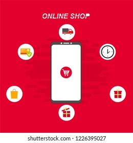 page template of Online Shopping. Modern flat design concept of web page design for website and mobile website. Easy to edit and customize. Vector illustration