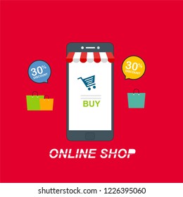 page template of Online Shopping. Modern flat design concept of web page design for website and mobile website. Easy to edit and customize. Vector illustration