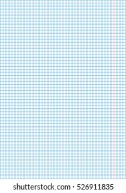 Page template. Pattern of school notebook paper sheet, exercise page, background sheet in squares. 5 millimeters grid. A4 size