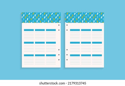 Page template for planning, important dates or notes, 	fancy forms
