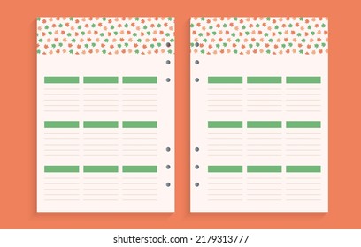 Page template for planning, important dates or notes, 	wavy figures
