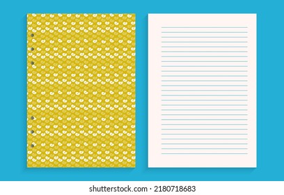 Page template for planning or notes, notepad template, 	delicate illustration
