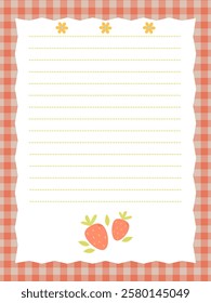 page template for records with a checkered background and strawberries