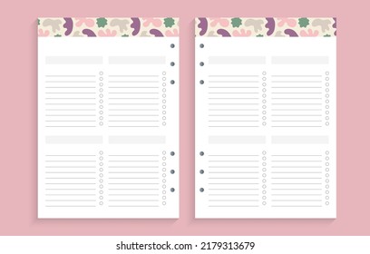 Page template for seasonal planning, important dates or notes, 	fancy forms
