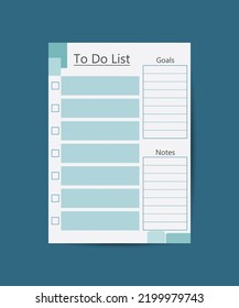 Page template set for diary planner. To-do lists, checklists, notes. Flat vector illustration isolated on a white background