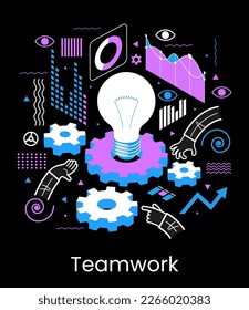 Page template of teamwork. Modern 3d isometric vector illustration of web page.  Design concept.