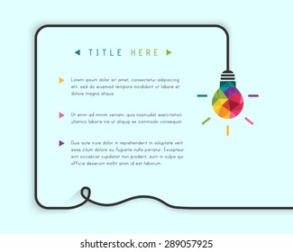Page template with text frame and colorful lightbulb