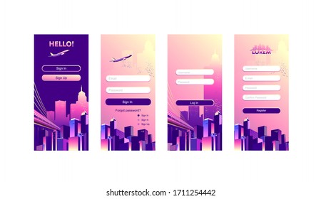 Page template for website, home page. Test screen. Authorization for account registration. For mobile, vertical, vector illustration.