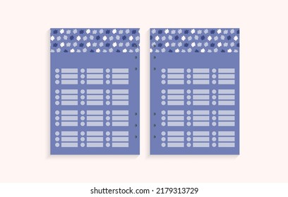 Page template for yearly planning, important dates or notes, 	fancy forms
