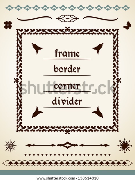 Page and text\
border, corner, frame and\
dividers