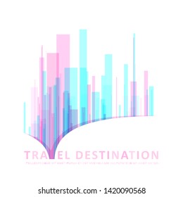 Page of travel destination for a website. Abstract city concept for your design