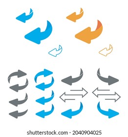 Page turn or back arrow flat vector set