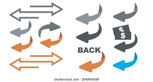 Page Turn Or Back Arrow Flat Vector Set